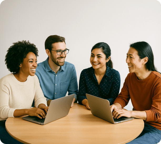 Person working at desk with computer and office supplies